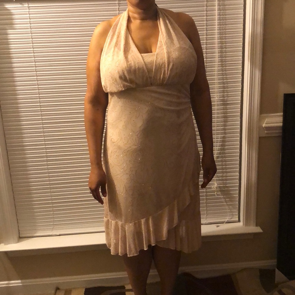 Sparkly tan dress